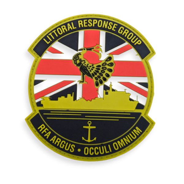 A rubberised PVC patch commemorating the 845 Naval Air Squadron that features the unit's insignia.