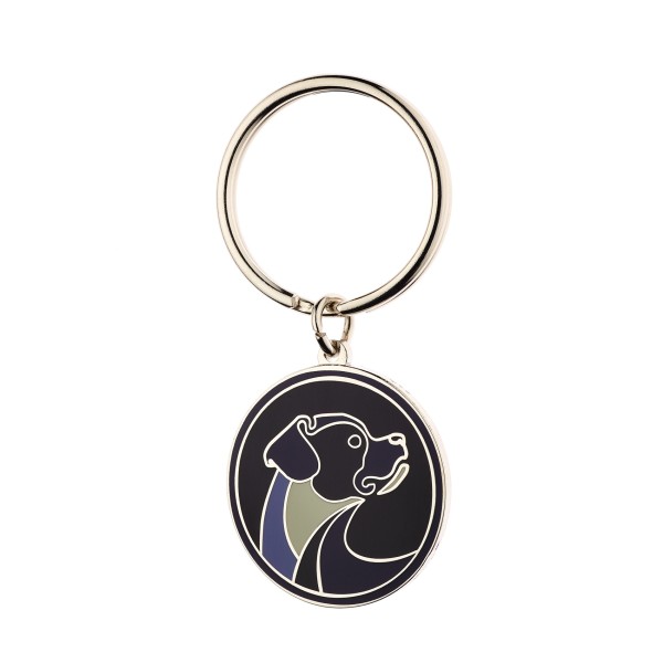 A vibrant hard enamel keyring featuring a Unicorn in front of a rainbow. Beneath the unicorn it says