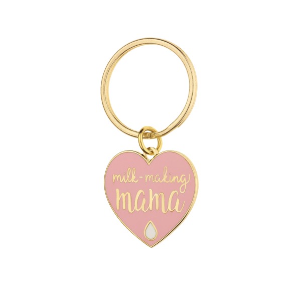 A pink heart shaped custom keyring that says