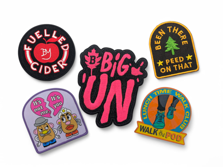 A collection of custom patches that all have different backings for you to choose from.