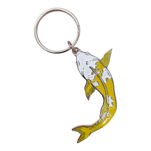 A yellow and white koi carp soft enamel keying.